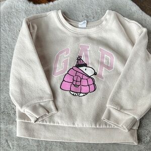 GAP Kids Cream and Pink Snoopy Sweatshirt